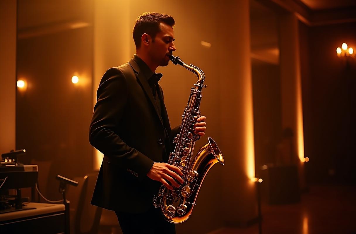 Professional saxophonist performing at luxury Dubai event